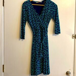 Faux wrap dress, fun print!